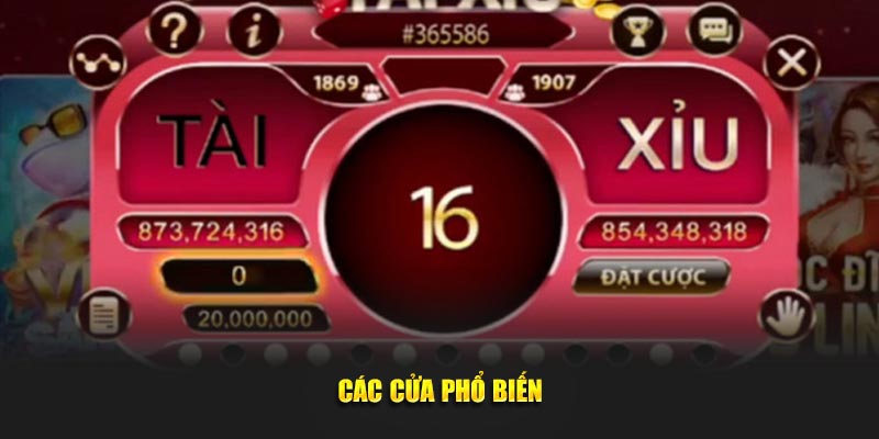 Các cửa phổ biến trong game tài xỉu U888